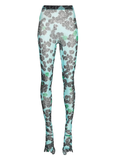 Pixel-Roses Mesh Leggings
