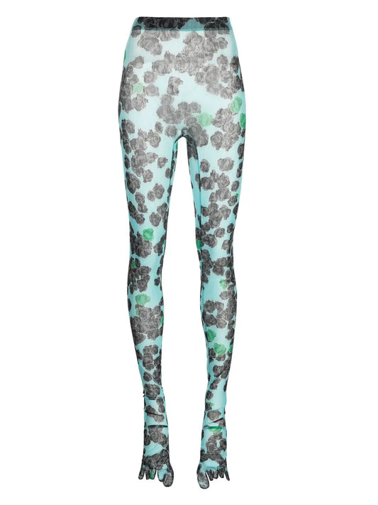 Pixel-Roses Mesh Leggings