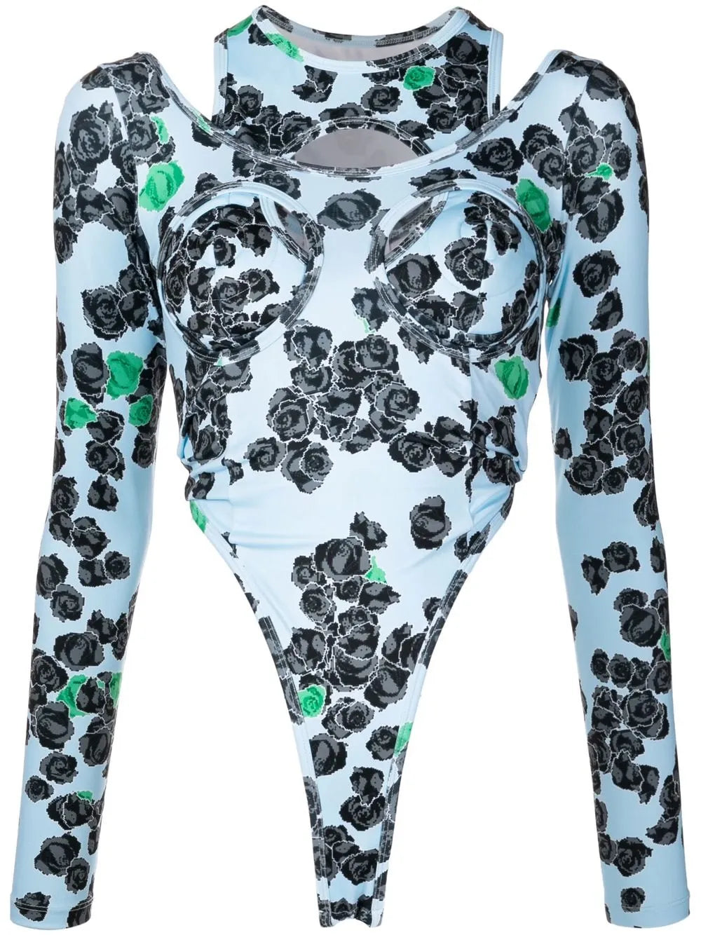 Rose-Print Long-Sleeved Bodysuit