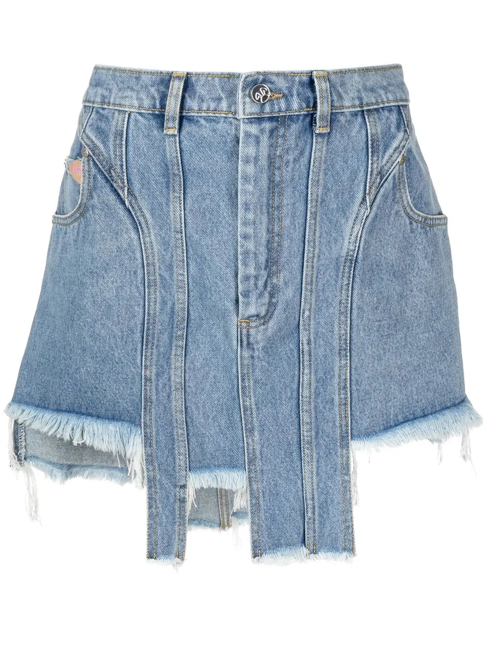 Asymmetric Denim Mini Skirt
