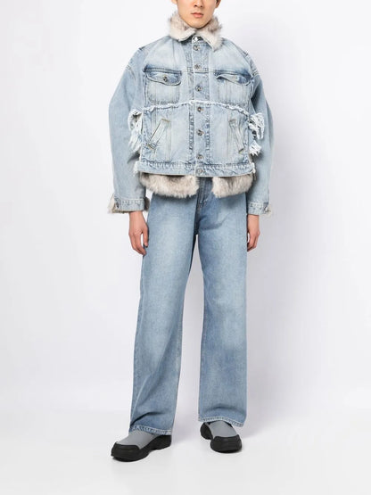 Faux-Fur Hybrid Denim Jacket