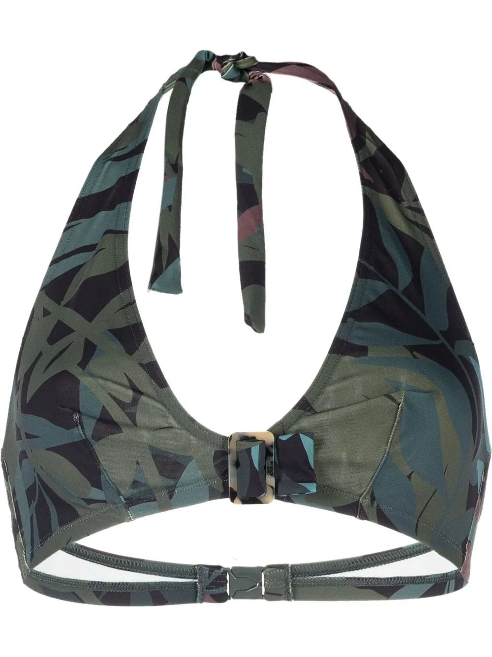 Leaf Print Halter Bikini Top