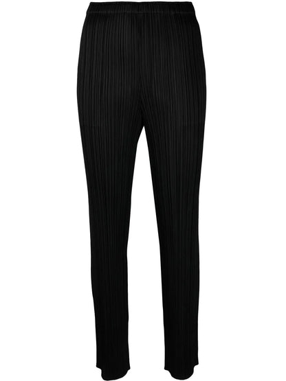 Elasticated-Waist Slip-On Straight Trousers