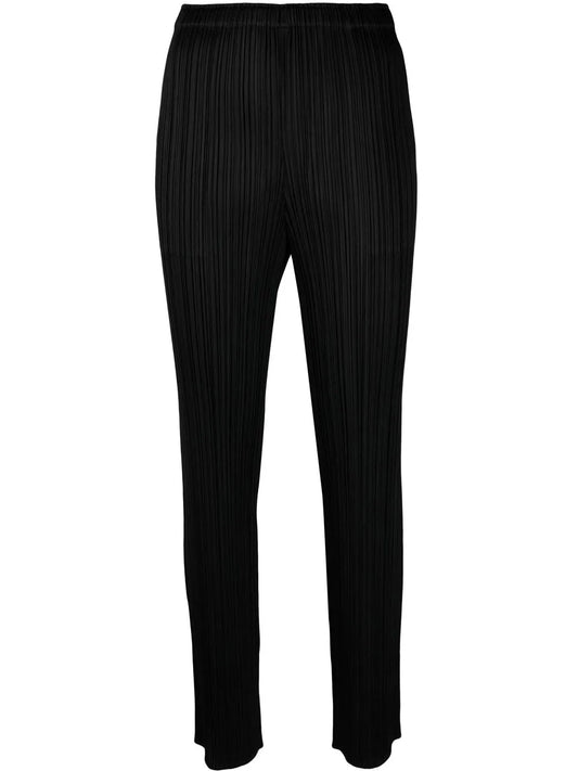 Elasticated-Waist Slip-On Straight Trousers