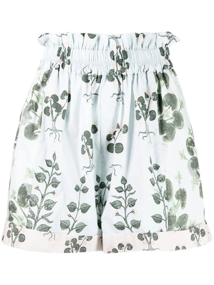 Floral-Print Paperbag-Waist Shorts