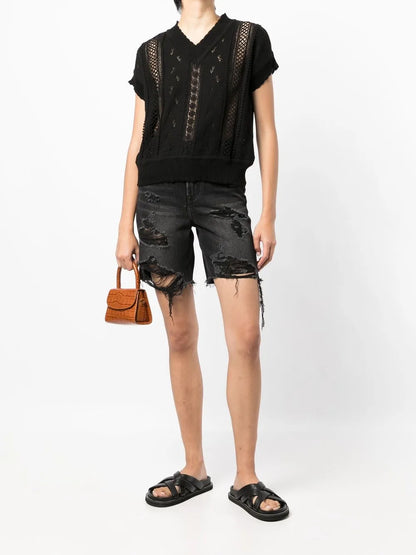 Straight Leg Denim Shorts