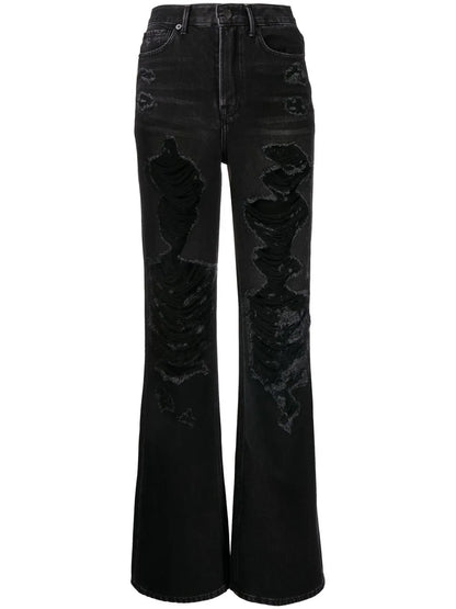 Distressed Straight-Leg Jeans