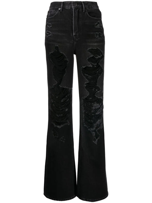 Distressed Straight-Leg Jeans