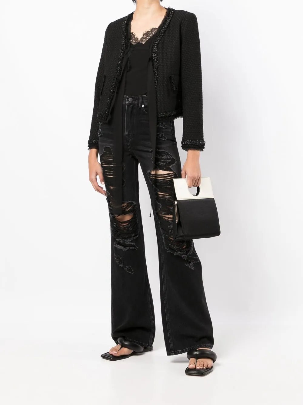Distressed Straight-Leg Jeans