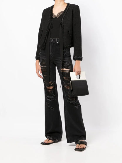 Distressed Straight-Leg Jeans