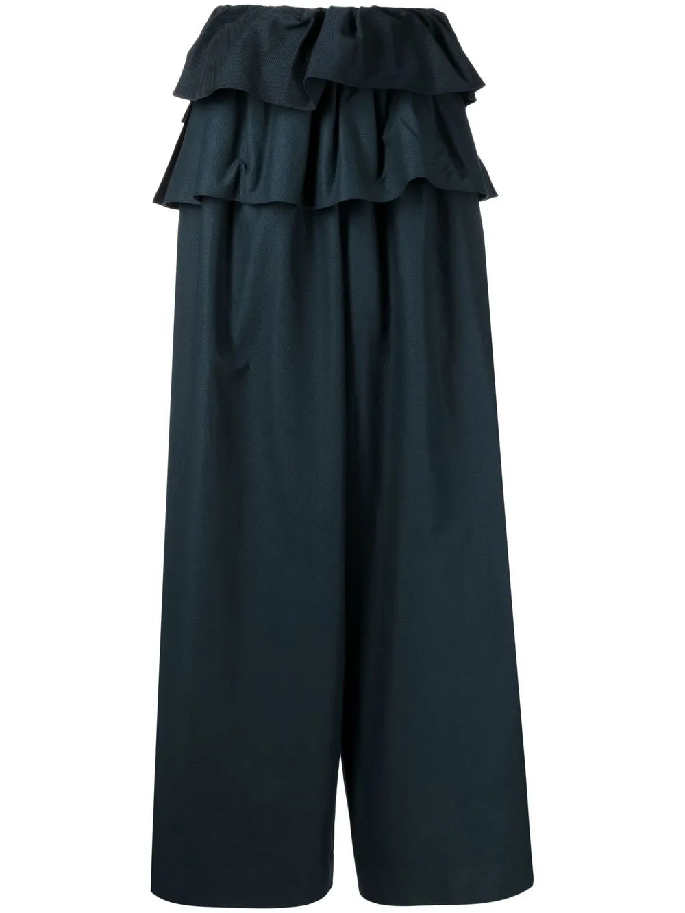 Layered Ruffled Wide-Leg Trousers