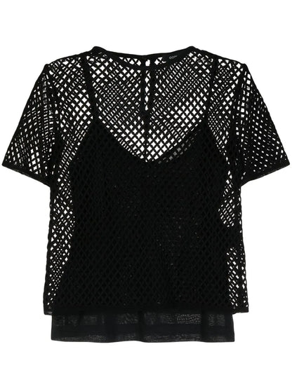 Open-Knit Short-Sleeved T-Shirt