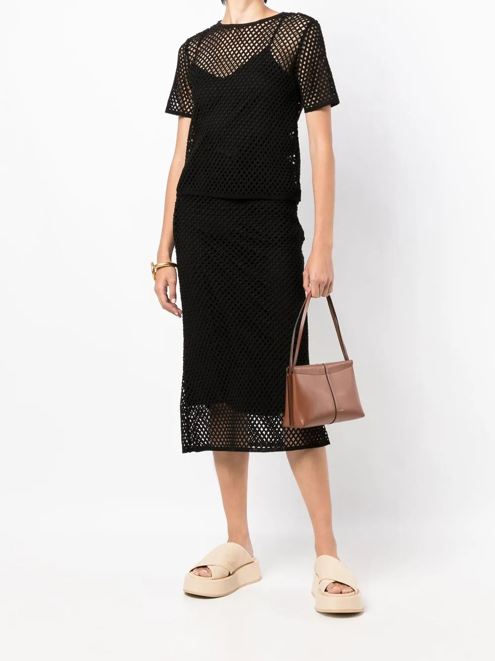 Open-Knit Short-Sleeved T-Shirt