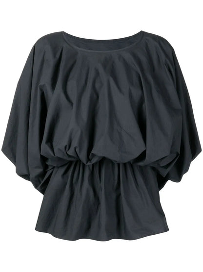 Puff-Sleeved Flared Blouse