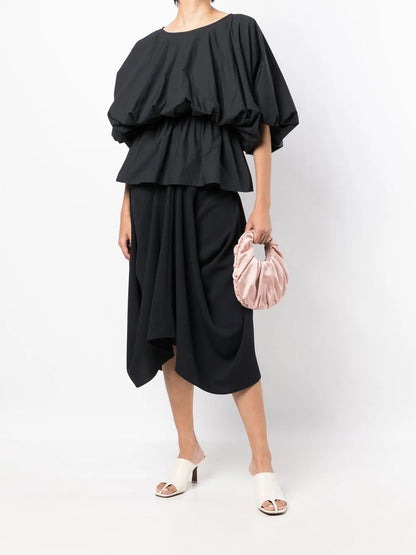 Puff-Sleeved Flared Blouse