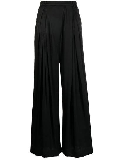 Wide-Leg Pleated Trousers