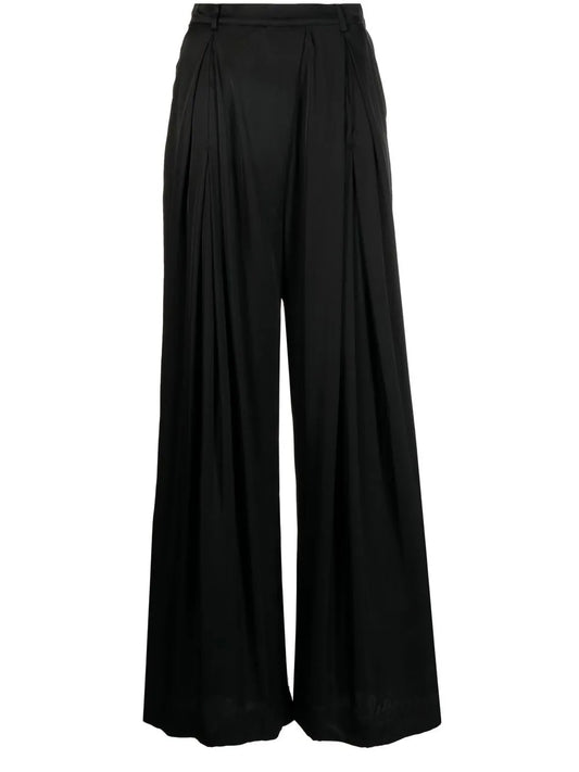 Wide-Leg Pleated Trousers