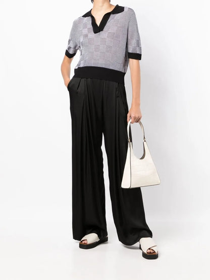 Wide-Leg Pleated Trousers