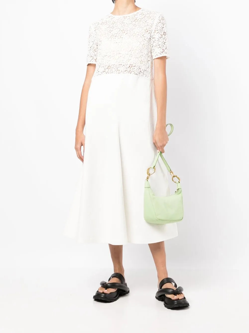 Macramé-Panel Midi Dress