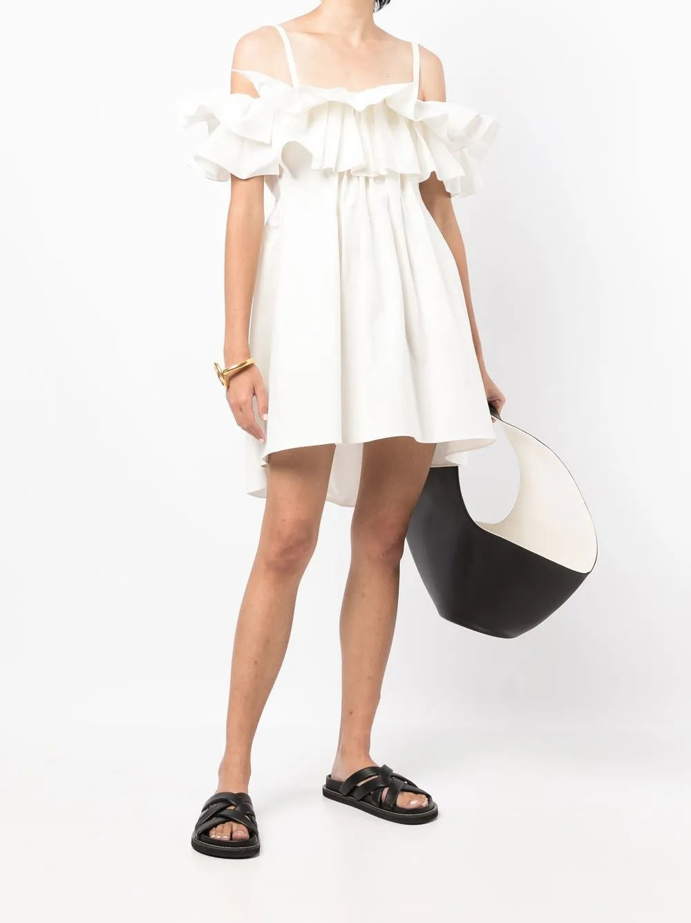 Cold-Shoulder Ruffled Dress