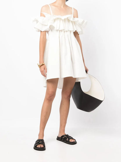 Cold-Shoulder Ruffled Dress