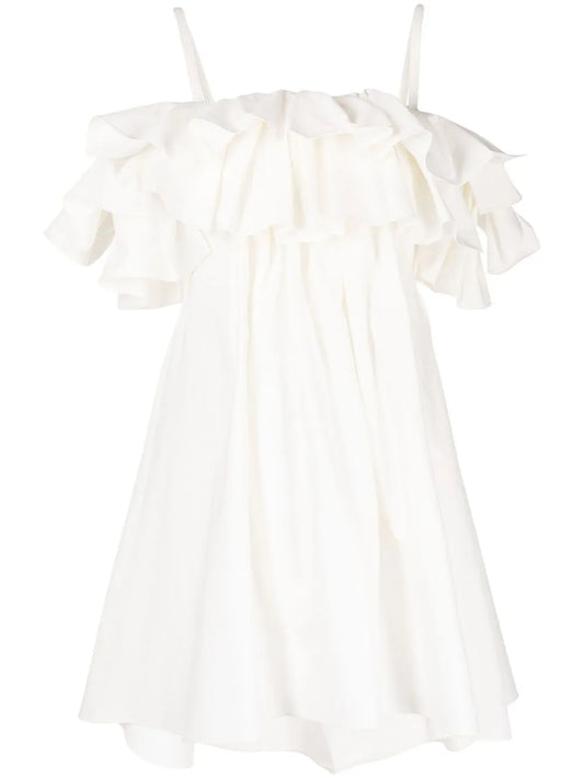 Cold-Shoulder Ruffled Dress
