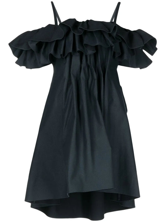 Cold-Shoulder Ruffled Dress
