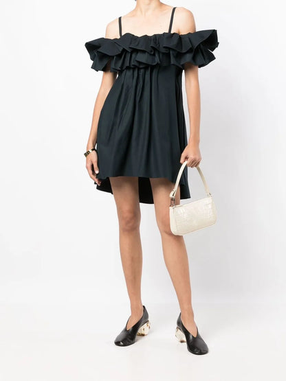 Cold-Shoulder Ruffled Dress