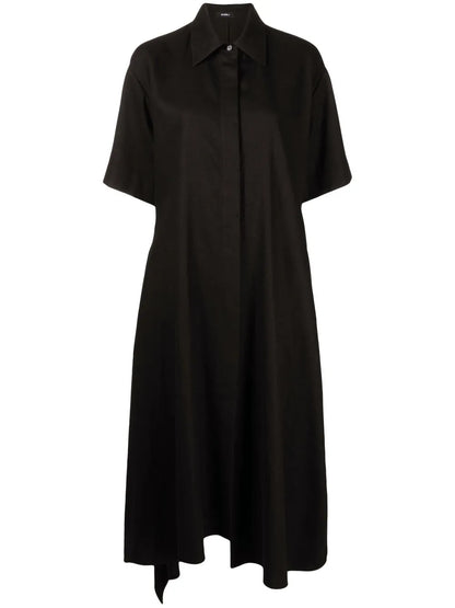 Asymmetric-Hem Shirt Dress