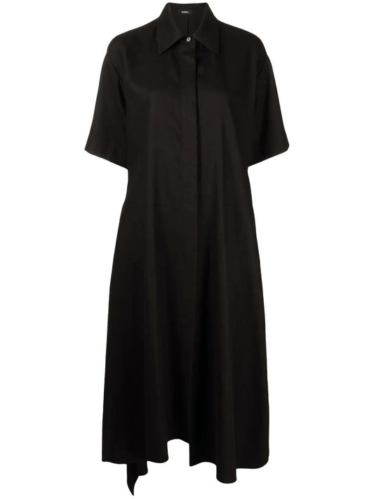 Asymmetric-Hem Shirt Dress