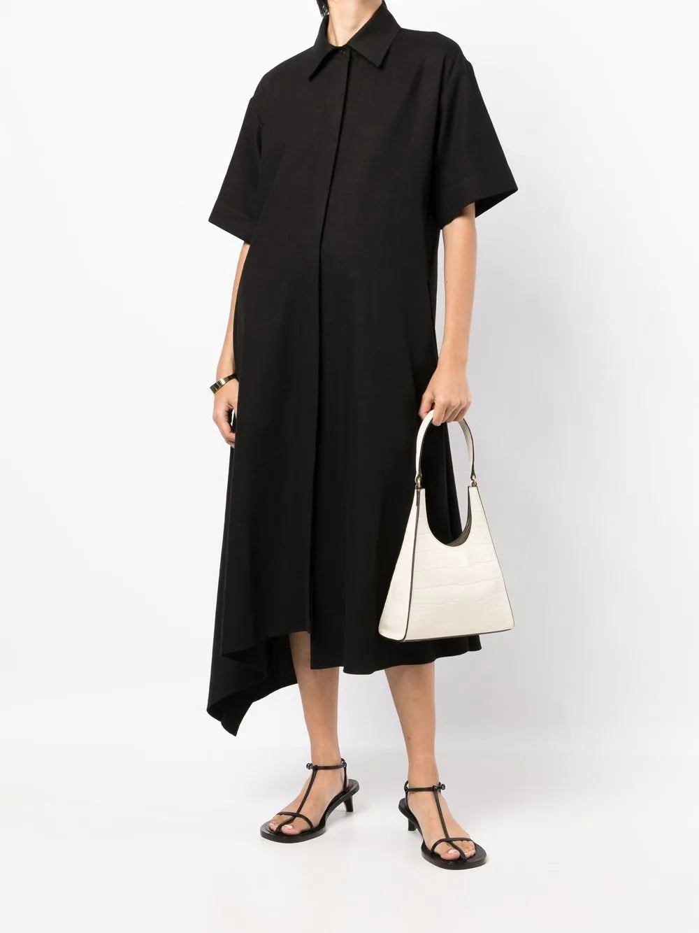 Asymmetric-Hem Shirt Dress