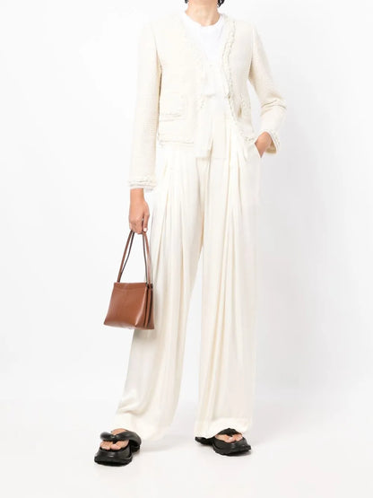 Wide-Leg Pleated Trousers