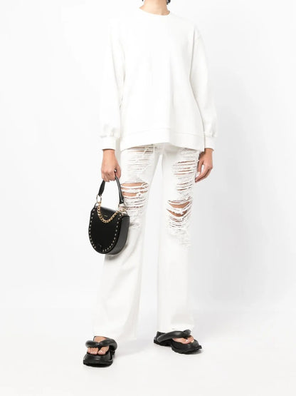 Distressed Straight-Leg Jeans