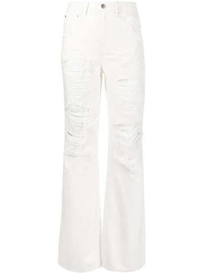 Distressed Straight-Leg Jeans