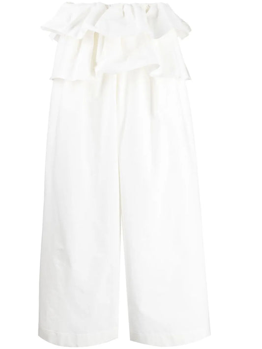 High-Waisted Ruffled Trousers