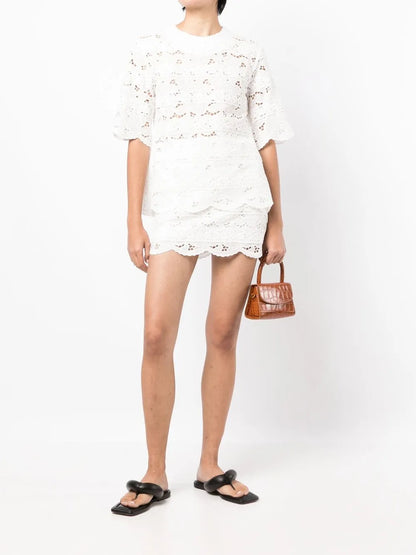 Broderie-Anglaise Mini Skirt