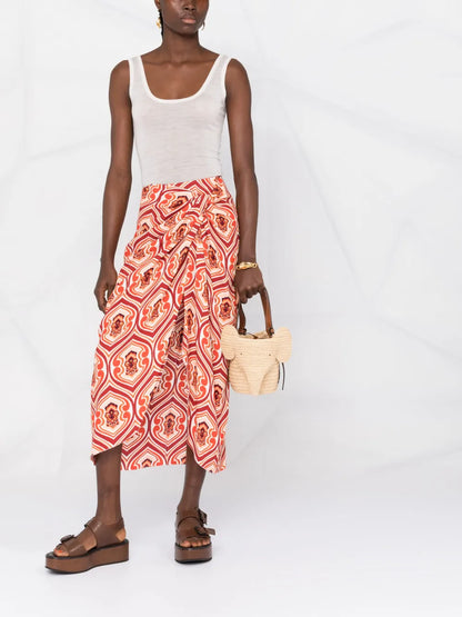 Graphic-Print Sarong Skirt