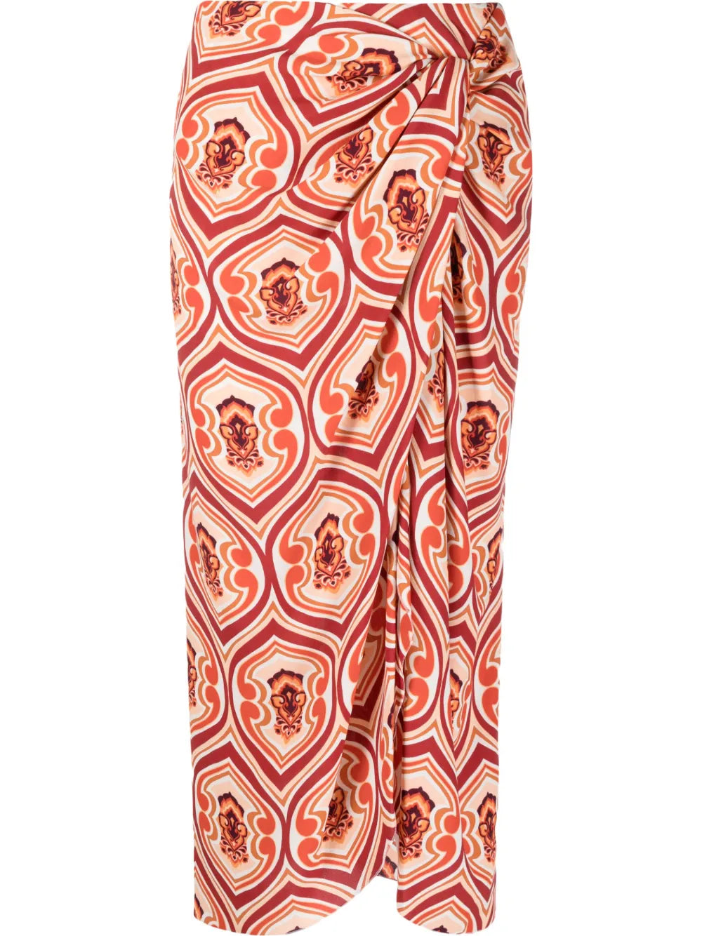 Graphic-Print Sarong Skirt