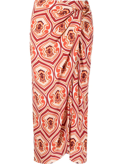 Graphic-Print Sarong Skirt