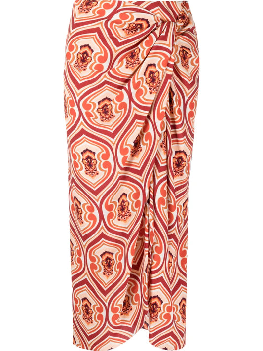 Graphic-Print Sarong Skirt