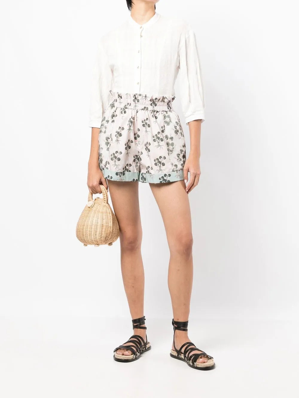 Floral-Print Smocked-Waist Shorts