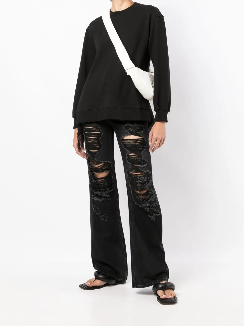 Lace-Trim Crew Neck Sweatshirt