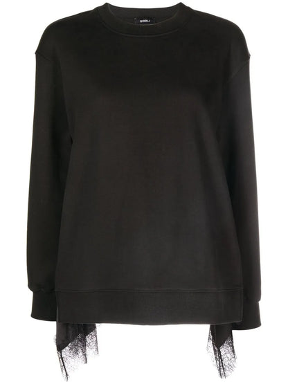 Lace-Trim Crew Neck Sweatshirt