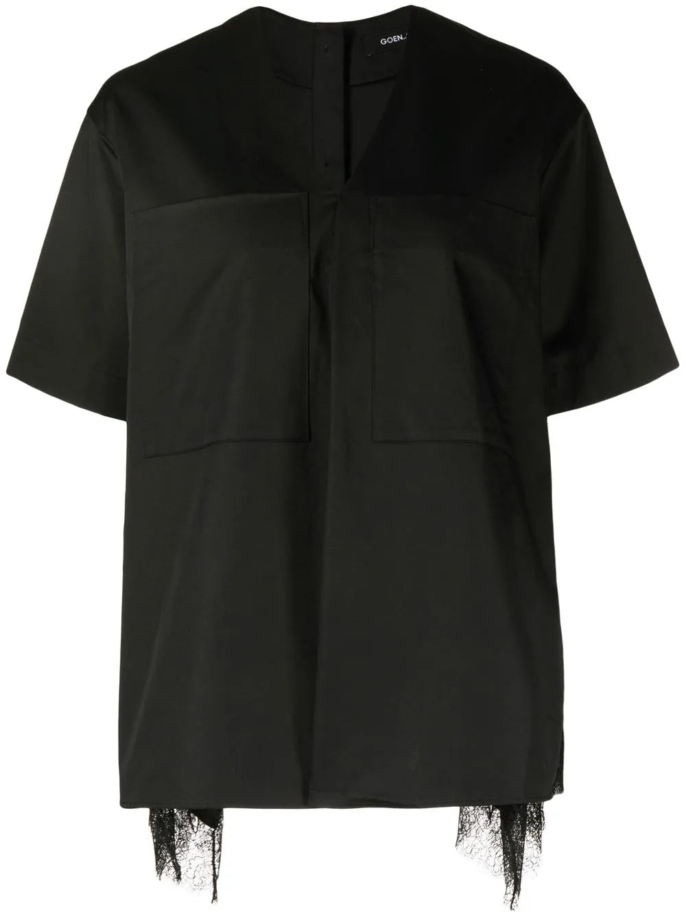 Lace-Trimmed Short-Sleeve Blouse