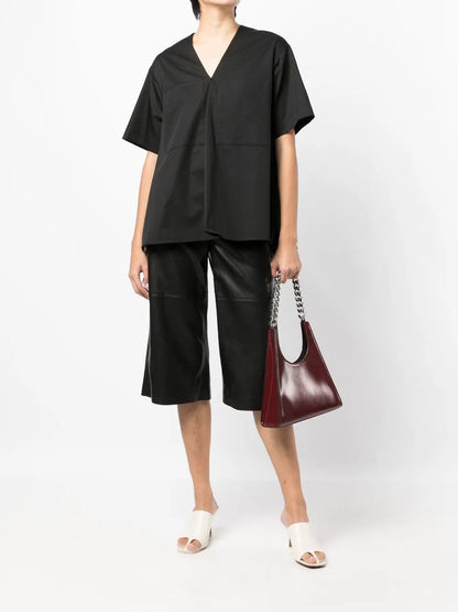 Lace-Trimmed Short-Sleeve Blouse