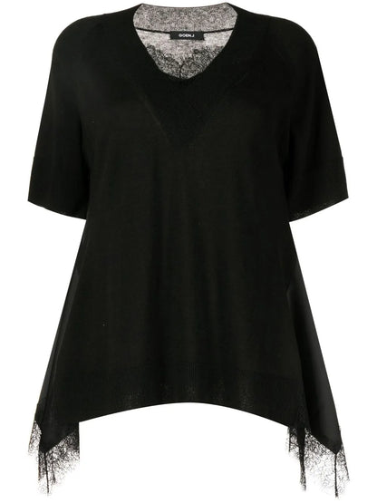 Lace-Trim V-Neck T-Shirt