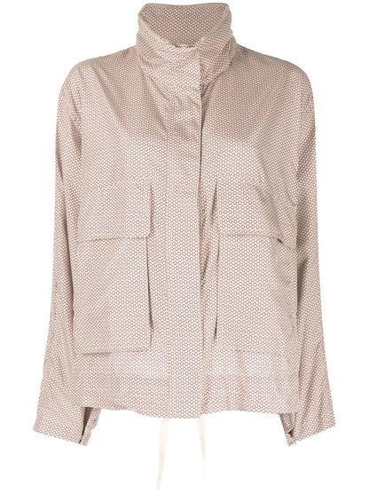 Geometric Print Windbreaker Jacket