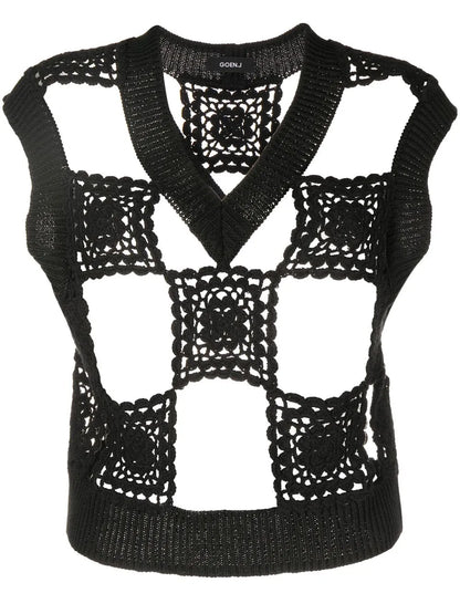 Crochet Detail Knitted Vest