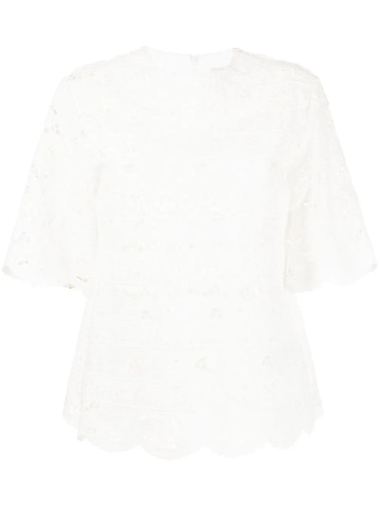 Broderie-Anglaise Floral Knitted Top