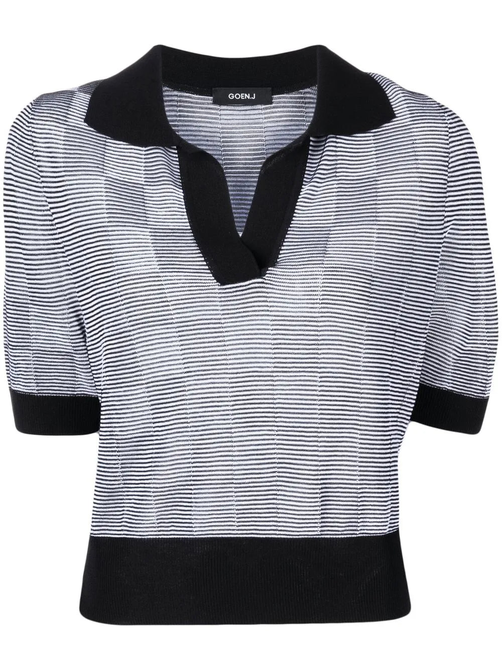 Checkerboard-Print Short-Sleeved Top